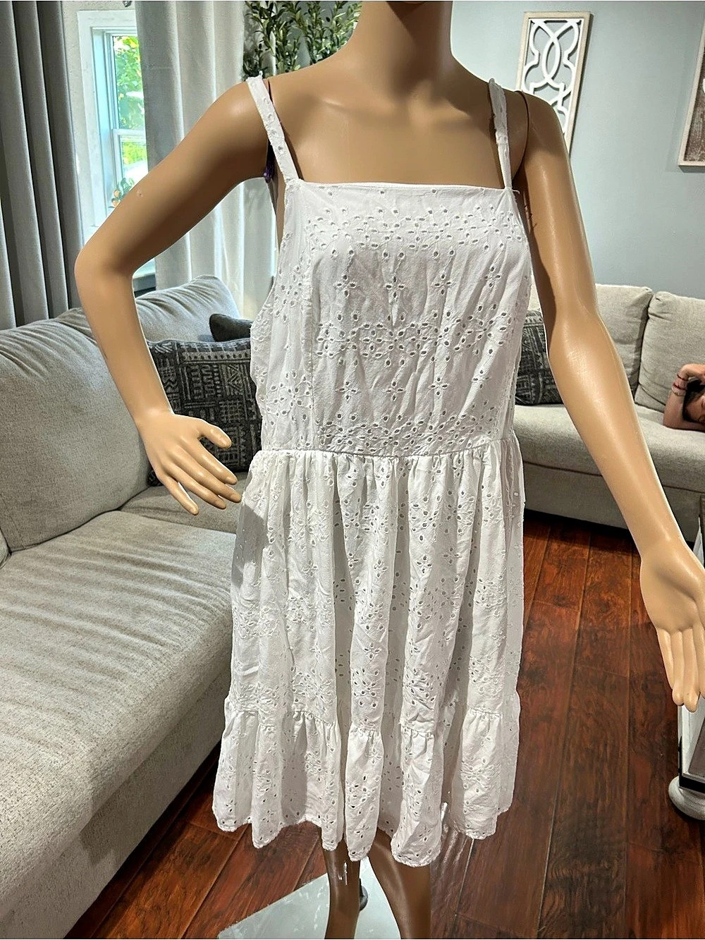 TORRID White Eyelet Smocked Cami Dress Mini White Medium size 1